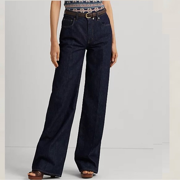 NWT Lauren Ralph Lauren Mid-Rise Wide-Leg Jean size 4P - Picture 2 of 14
